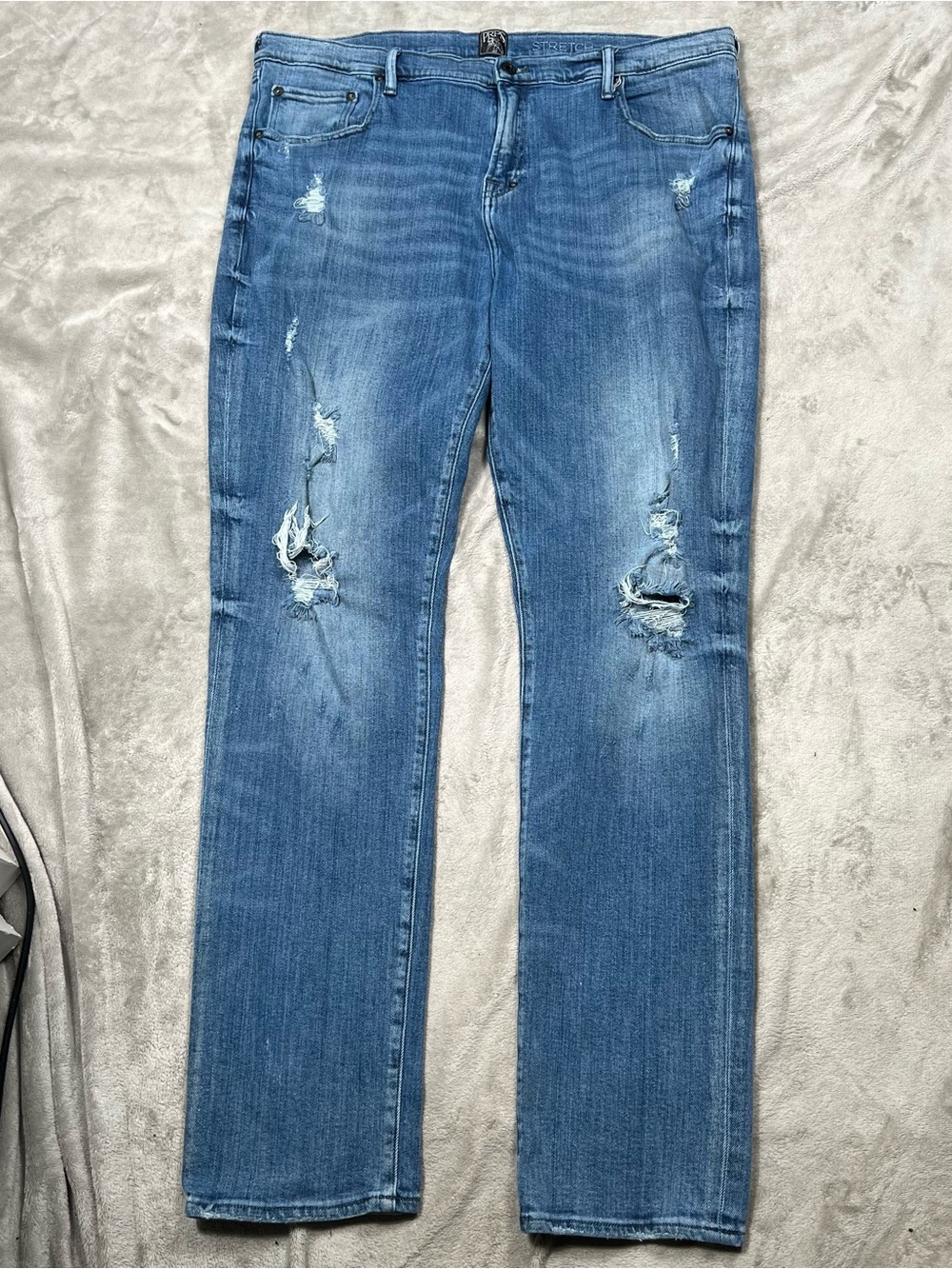 PRPS Le Sabre Slim Tapered Jeans Mens 40x34 Blue Light Wash Distressed Stretch